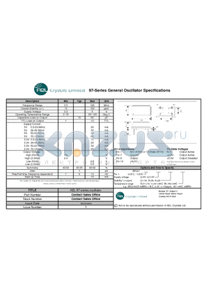 AEL9710BM datasheet - 97-Series General Oscillator Specifications