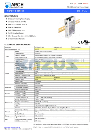 AQF240D-12S datasheet - AC-DC Switching Power Supply