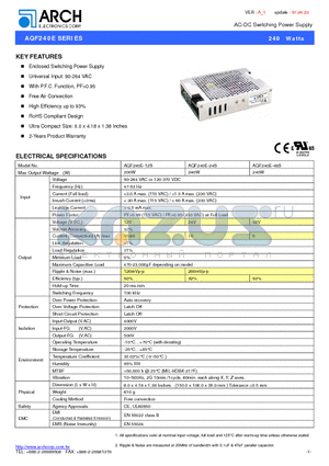 AQF240E-12S datasheet - AC-DC Switching Power Supply