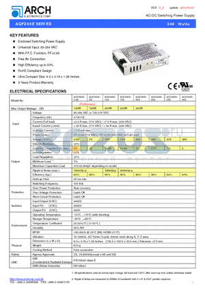 AQF240E-15S datasheet - AC-DC Switching Power Supply