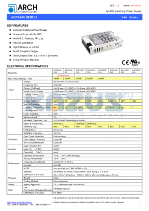 AQF240E-3.8S datasheet - AC-DC Switching Power Supply