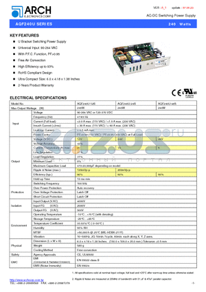 AQF240U datasheet - AC-DC Switching Power Supply