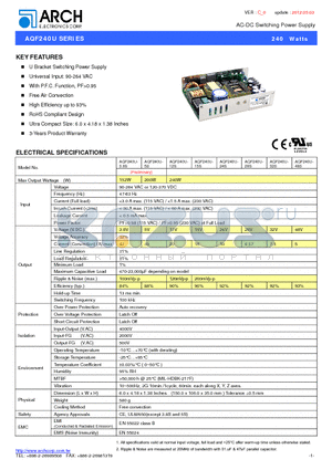 AQF240U-12S datasheet - AC-DC Switching Power Supply