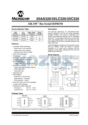 25LC320XI/ST datasheet - 32K SPI Bus Serial EEPROM