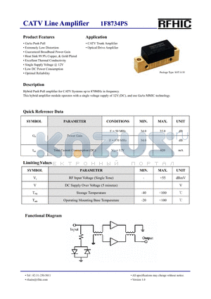 1F8734PS datasheet - CATV Line Amplifier