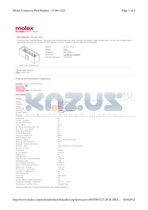 0015-80-1123 datasheet - 2.54mm Pitch C-Grid^ Header