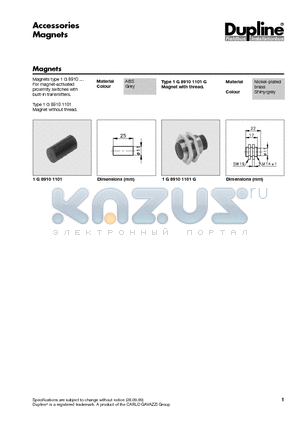 1G89101101G datasheet - Accessories Magnets