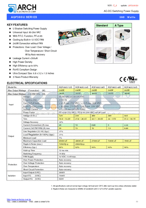 AQF360U-54S datasheet - AC-DC Switching Power Supply