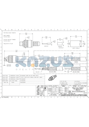 73415-1250 datasheet - MMCX PLUG STRAIGHT FOR RG316 CABLE MMCX-PC