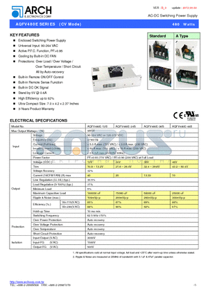 AQFV480E-12S datasheet - AC-DC Switching Power Supply