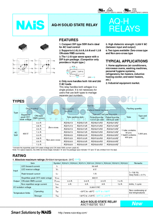 AQH2213 datasheet - AQ-H SOLID STATE RELAY