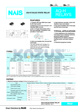 AQH2223 datasheet - AQ-H SOLID STATE RELAY