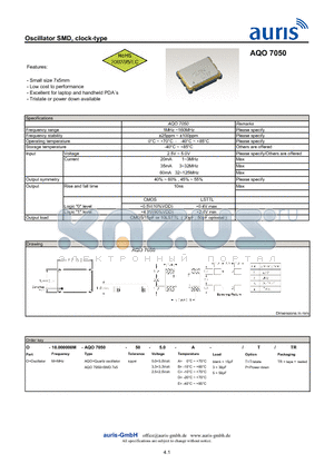 AQO7050 datasheet - Oscillator SMD, clock-type