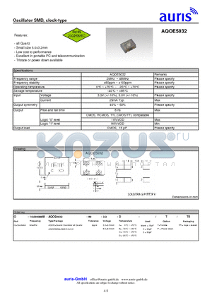 AQOE5032 datasheet - Oscillator SMD, clock-type