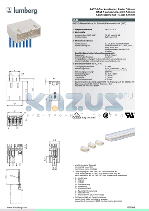 3647 datasheet - RAST-5-Steckverbinder, Raster 5,0 mm