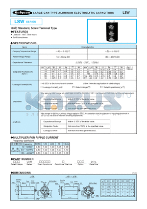 25LSW82000M51X98 datasheet - LARGE CAN TYPE ALUMINUM ELECTROLYTIC CAPACITORS