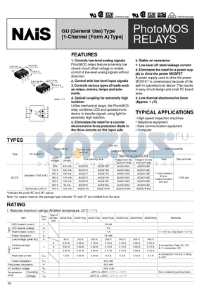 AQV210AZ datasheet - GU (General Use) Type [1-Channel (Form A) Type]