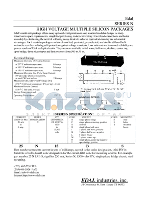 25N15JH datasheet - HIGH VOLTAGE MULTIPLE SILICON PACKAGES