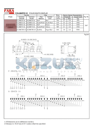 A-284CE-14 datasheet - FOUR DIGITS DISPLAY