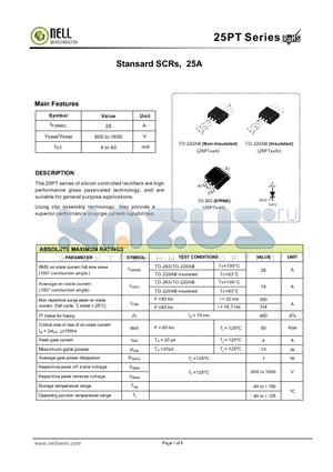 25PT12H datasheet - Stansard SCRs, 25A