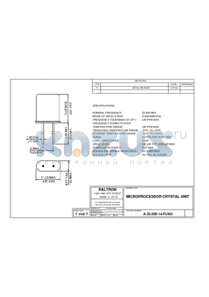 A-33.000-14-FUND datasheet - MICROPROCESSOR CRYSTAL UNIT