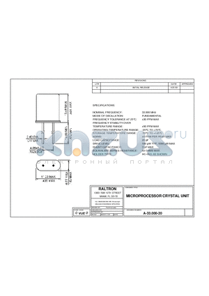 A-33.000-20 datasheet - MICROPROCESSOR CRYSTAL UNIT