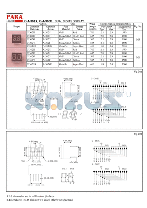 A-362Y datasheet - DUAL DIGITS DISPLAY