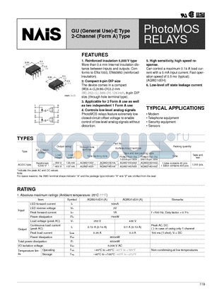 AQW210EH datasheet - GU (General Use)-E Type 2-Channel (Form A) Type