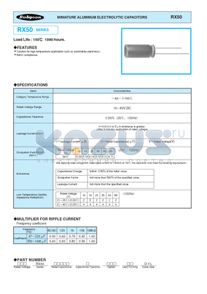25RX50470M125X20 datasheet - MINIATURE ALUMINUM ELECTROLYTIC CAPACITORS