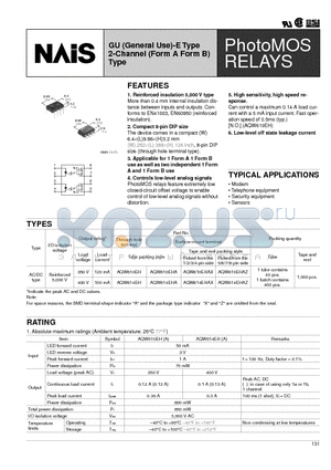 AQW610EH datasheet - PhotoMOS RELAYS