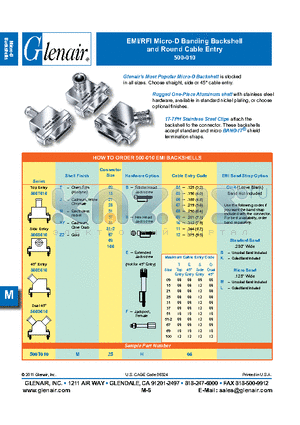 500T010E37B04 datasheet - EMI/RFI Micro-D Banding Backshell and Round Cable Entry