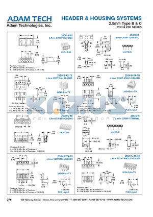 25SH-B-XX-TS datasheet - HEADER & HOUSING SYSTEMS 2.5mm Type B & C