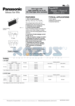 AQZ102 datasheet - Slim type with high capacity up to 4A DC load type also available