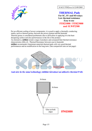 1LWP2300 datasheet - THERMAL Pads For SC, SV and SO relays Low thermal resistance Easy to use