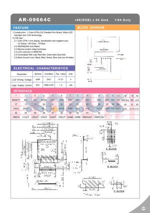 AR-09664C datasheet - 96(RGB) x 64 dots 1/64 Duty