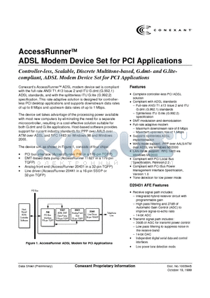 AR-20441-11 datasheet - AccessRunner ADSL Modem Device Set for PCI Applications