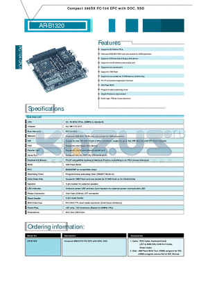 AR-B1320 datasheet - Compact 386SX PC/104 EPC with DOC, SSD