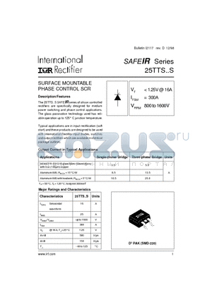 25TTS12STRL datasheet - SURFACE MOUNTABLE PHASE CONTROL SCR