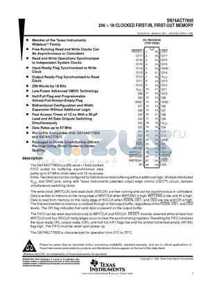 1M7805-15DLG4 datasheet - 256  18 CLOCKED FIRST-IN, FIRST-OUT MEMORY