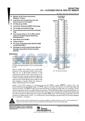 1M7804-20DLRG4 datasheet - 512  18 STROBED FIRST-IN, FIRST-OUT MEMORY