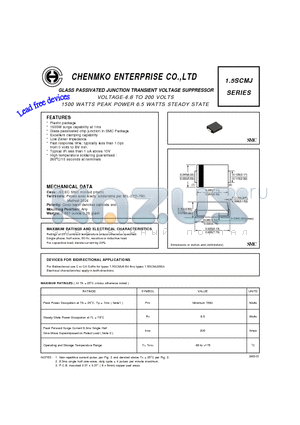 1.5SCMJ68APT datasheet - GLASS PASSIVATED JUNCTION TRANSIENT VOLTAGE SUPPRESSOR