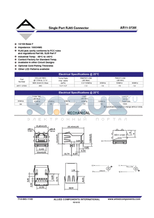 AR11-3720I datasheet - Single Port RJ45 Connector