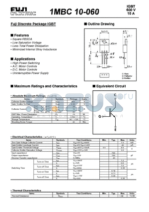 1MBC10-060 datasheet - Fuji Discrete Package IGBT