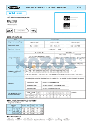 25WXA4700M18X25 datasheet - MINIATURE ALUMINUM ELECTROLYTIC CAPACITORS