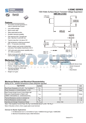 1.5SMC100 datasheet - 1500 Watts Surface Mount Transient Voltage Suppressor