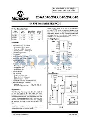 25XX040XT-I/ST datasheet - 4K SPI  Bus Serial EEPROM