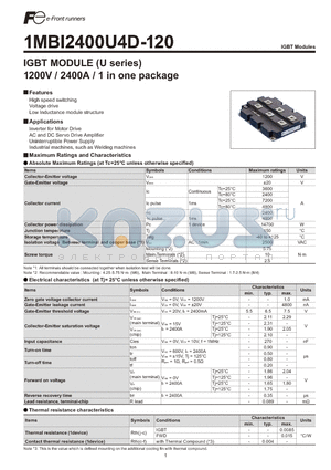 1MBI2400U4D-120 datasheet - IGBT MODULE