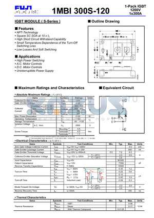 1MBI300S-120 datasheet - 1-Pack IGBT 1200V 1x300A