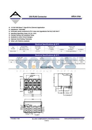 AR24-3769 datasheet - 2X4 RJ45 Connector