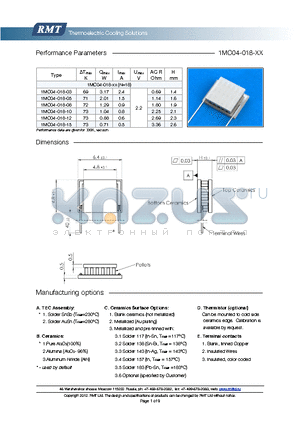 1MC04-018-15 datasheet - Blank ceramics (not metallized) Metallized (Au plating) Blank, tinned Copper